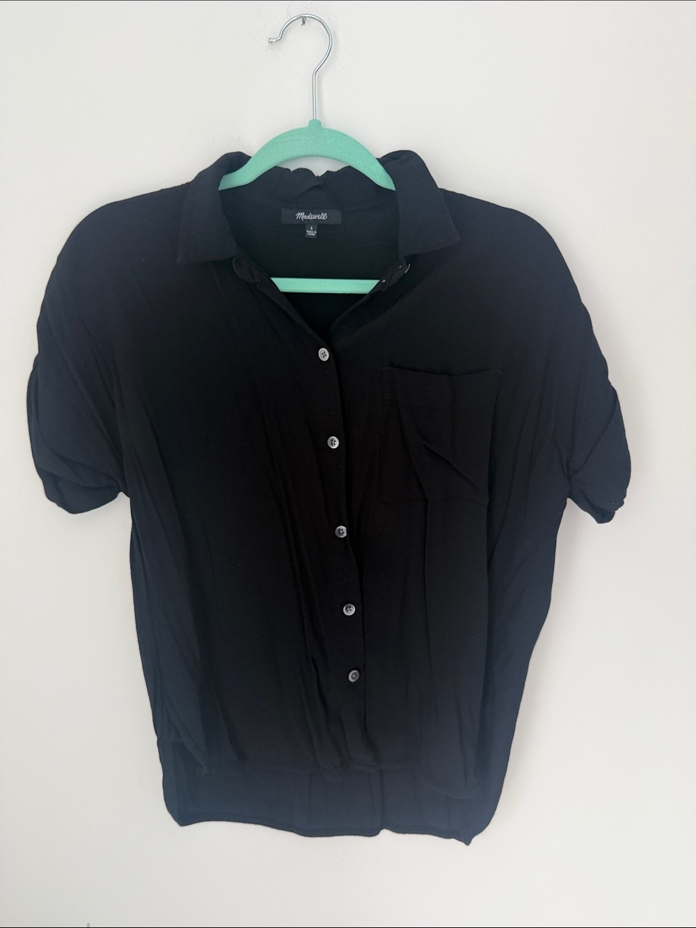 Madewell Black Short-Sleeve Button-Down Shirt